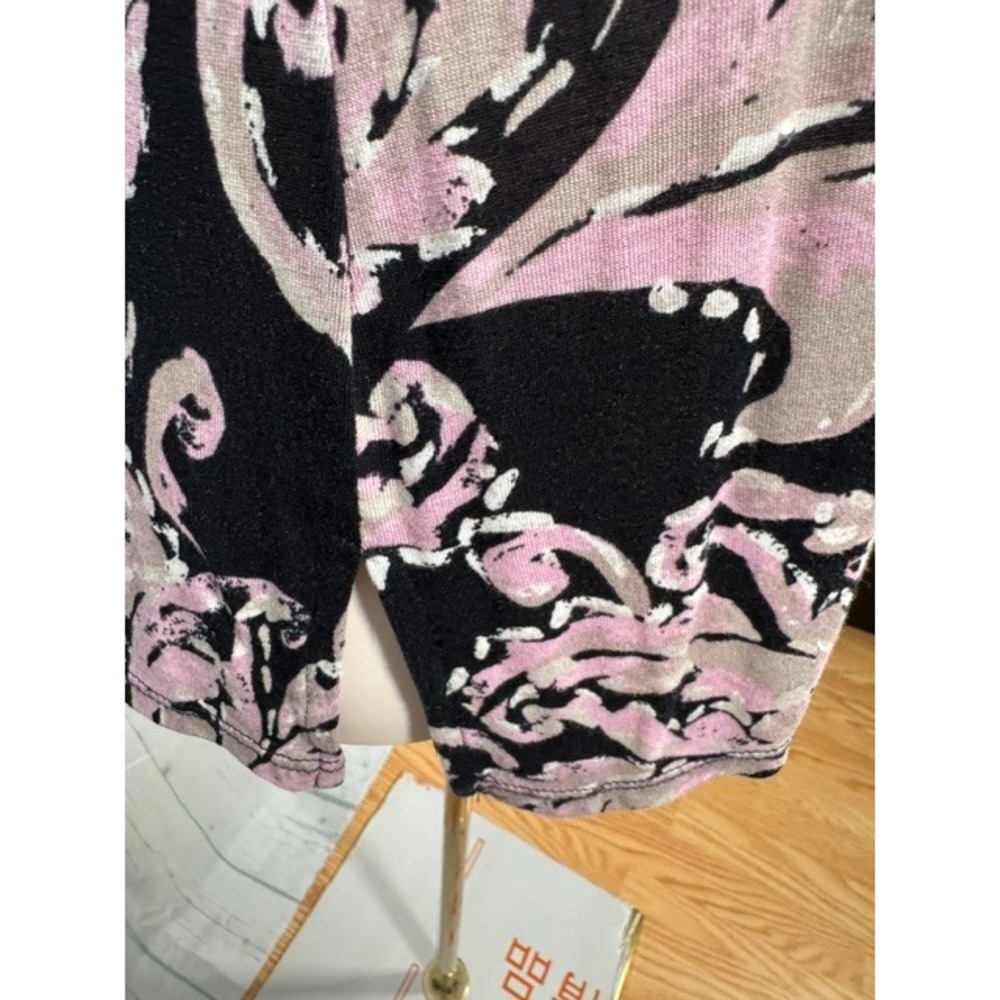 INC Pink Black Paisley Rhinestone Tank Top Women's PM Petite 100% Rayon - Picture 3 of 8